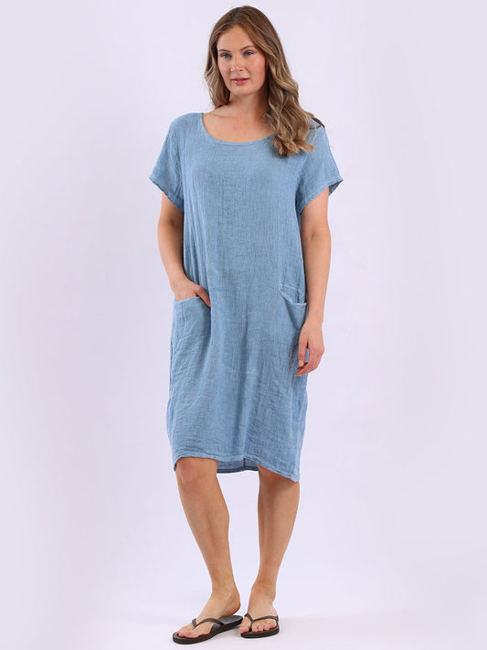 Solid Linen Vintage Wash Midi Dress