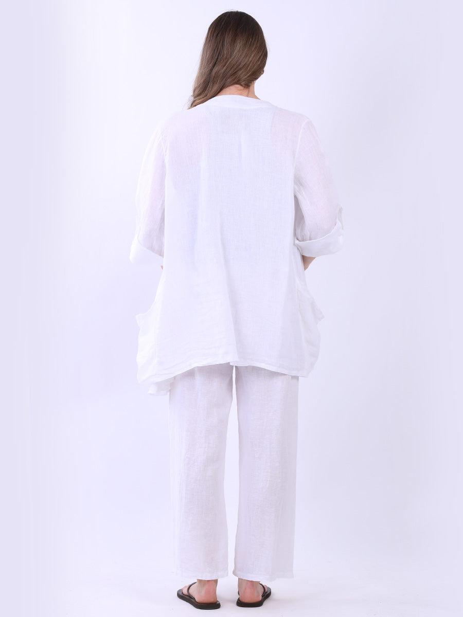 Plain Linen Waterfall Cardigan