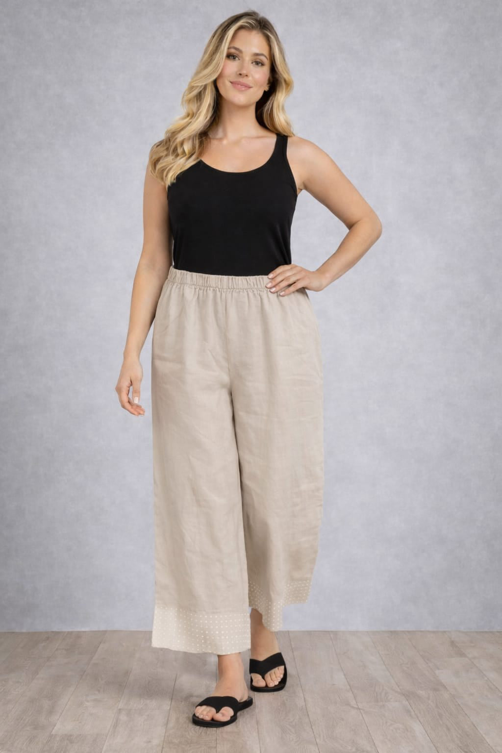 Women Linen Palazzo Beige