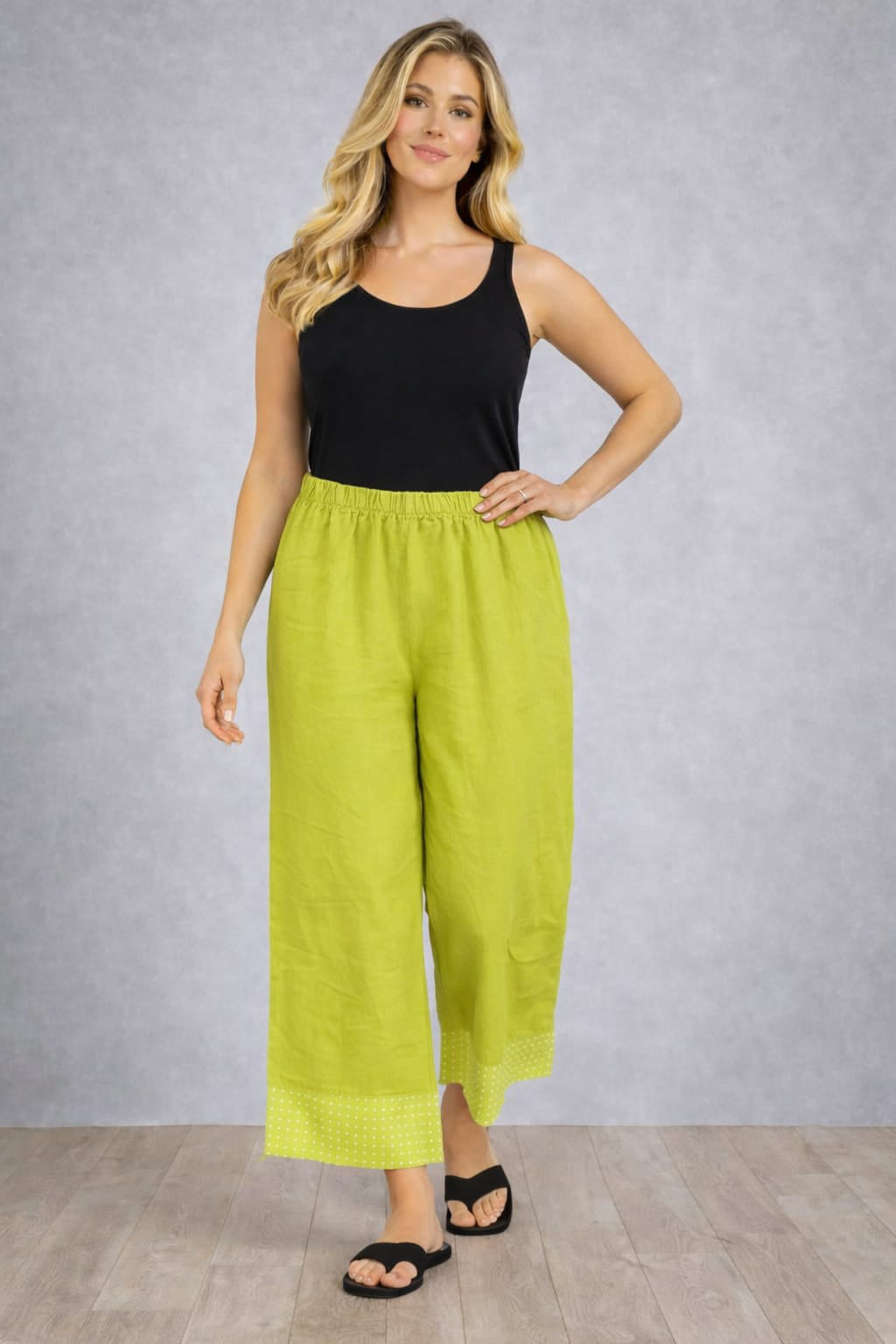 Women Linen Palazzo Lime Green
