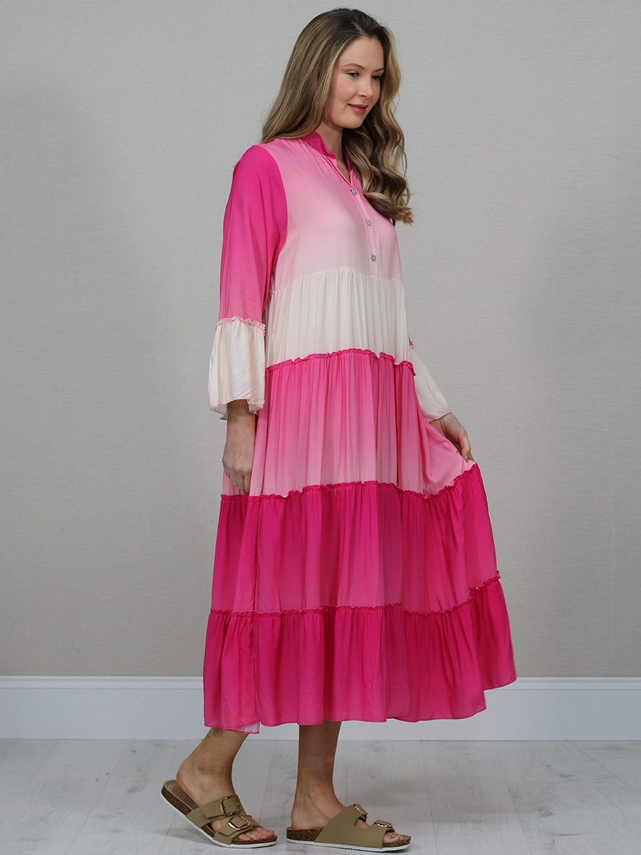 Italian Color Block Tired Maxi Dress