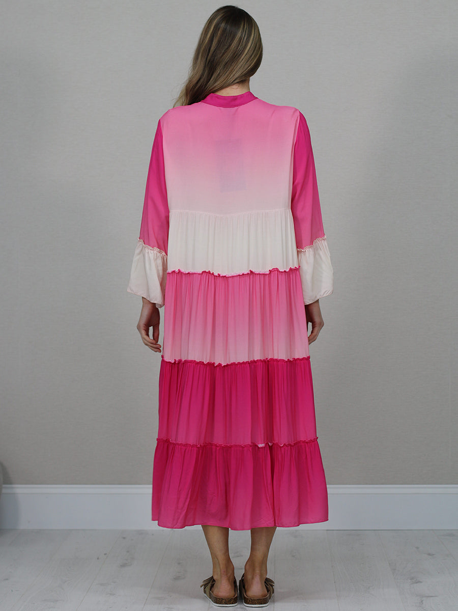 Italian Color Block Tired Maxi Dress