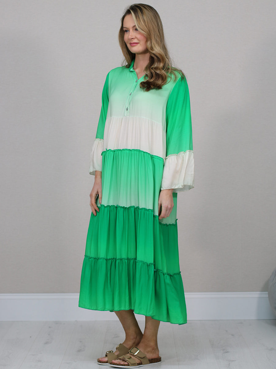 Italian Color Block Tired Maxi Dress