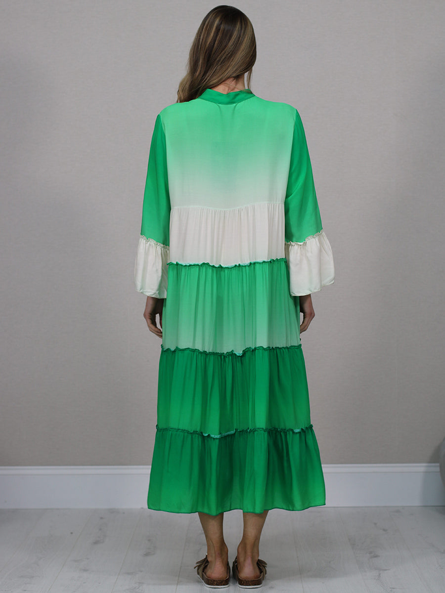 Italian Color Block Tired Maxi Dress