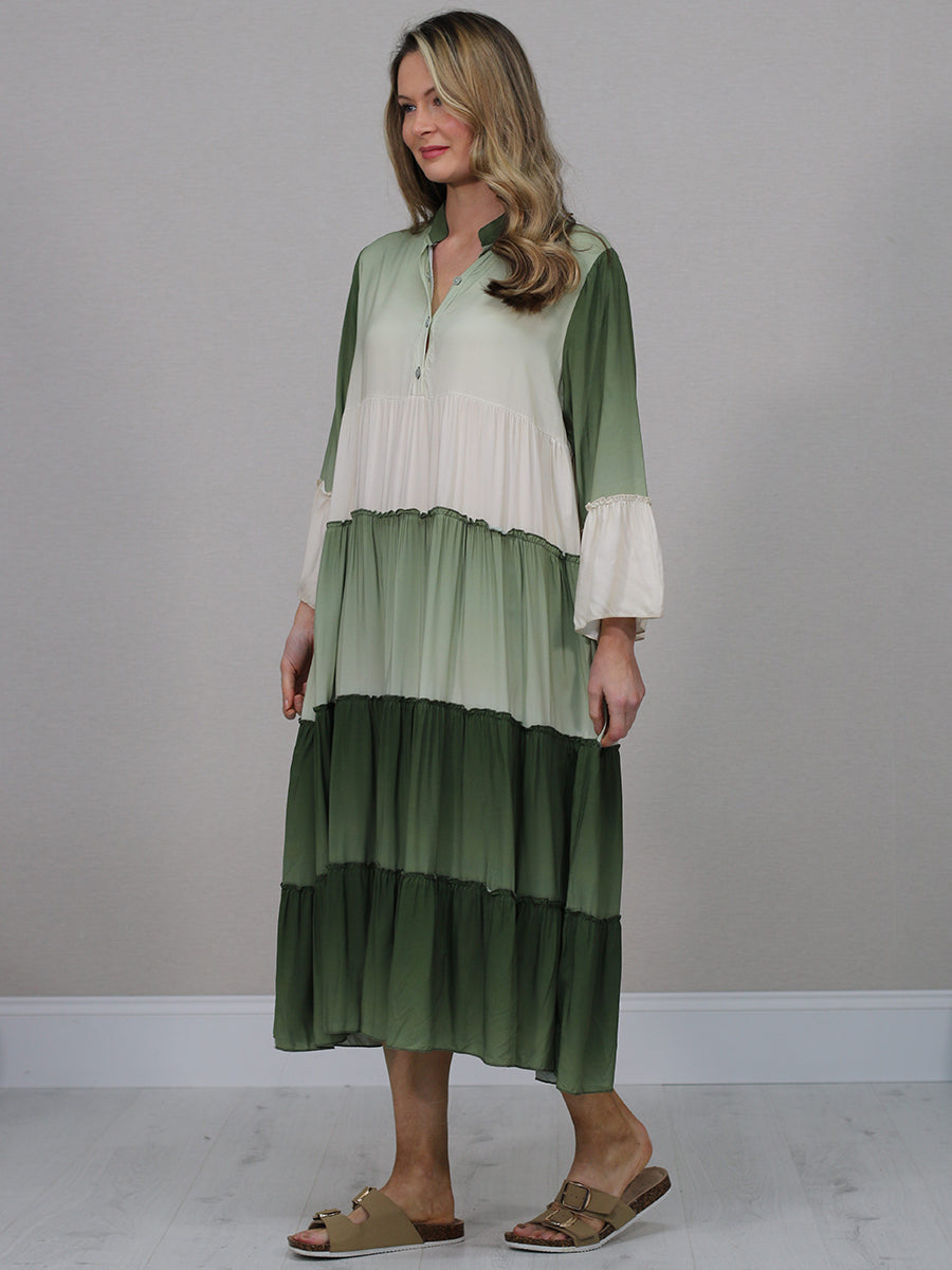 Italian Color Block Tired Maxi Dress