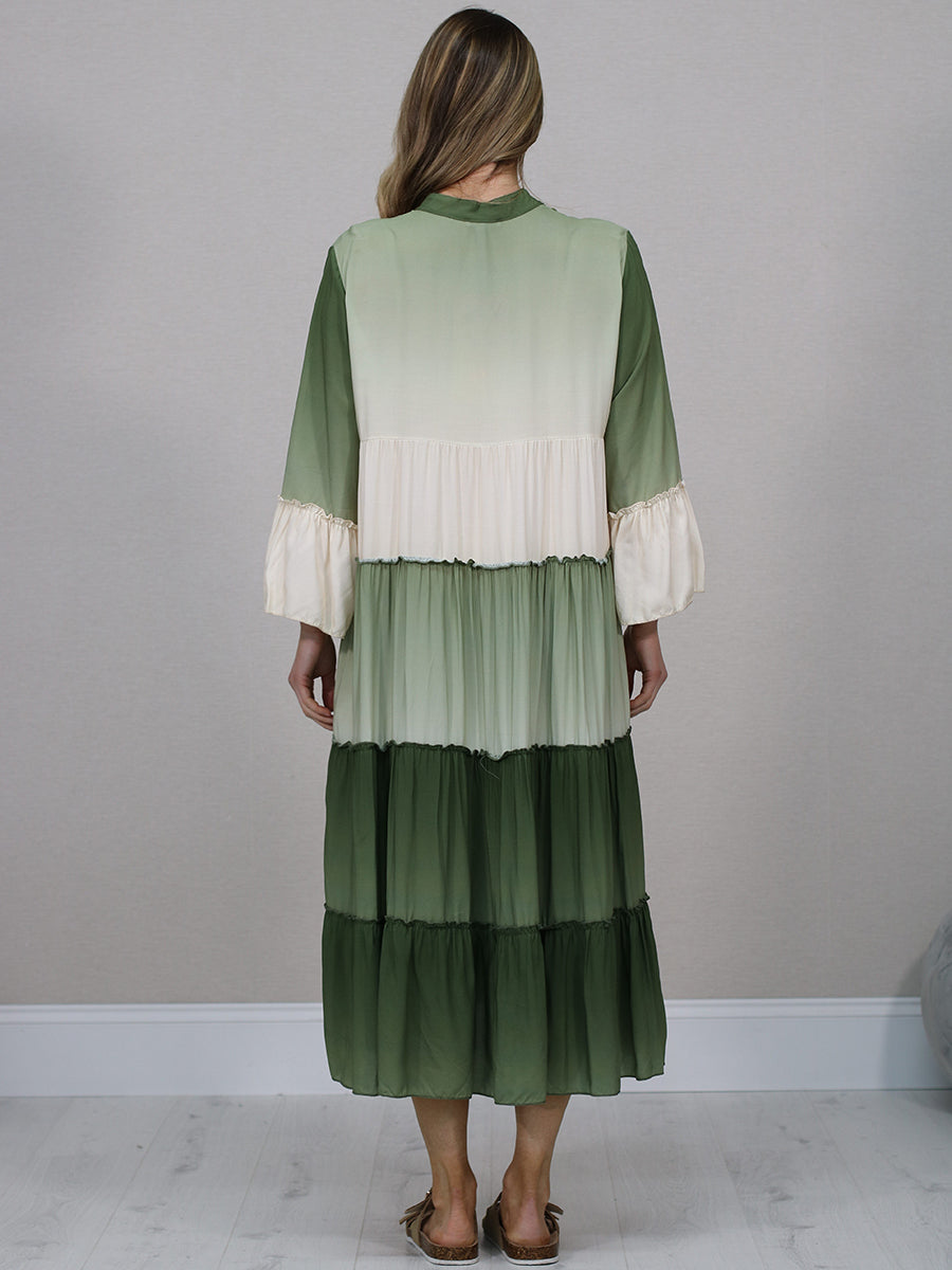 Italian Color Block Tired Maxi Dress