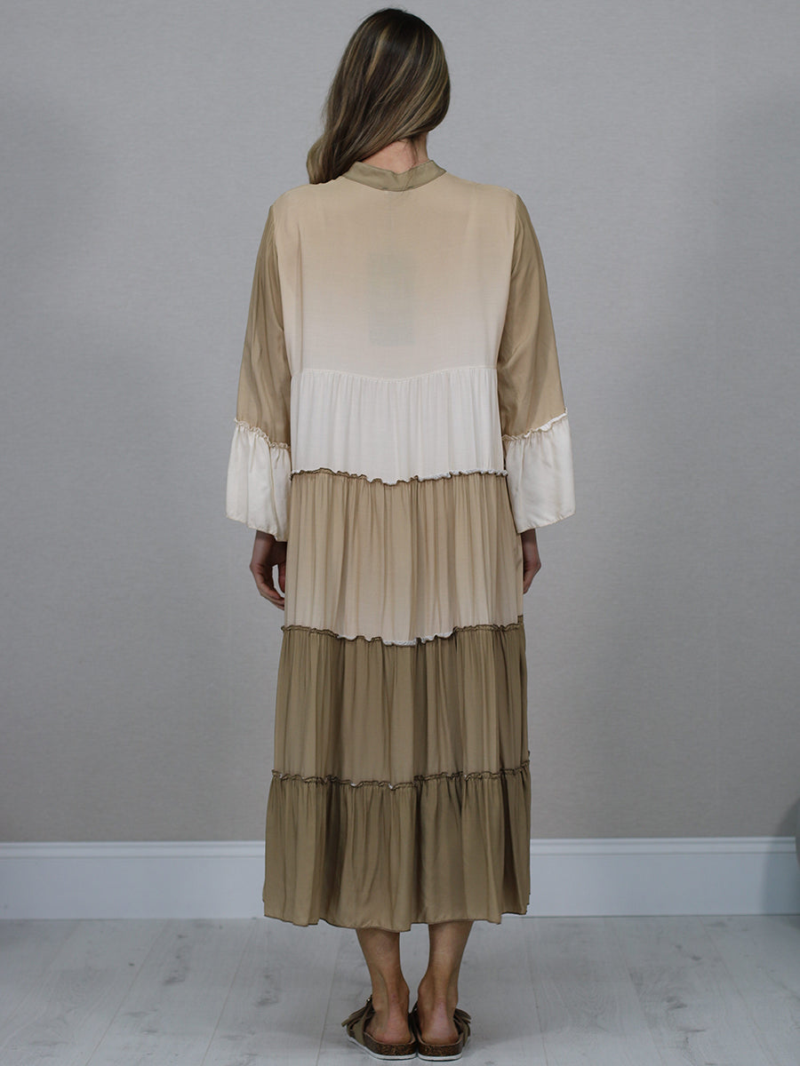 Italian Color Block Tired Maxi Dress