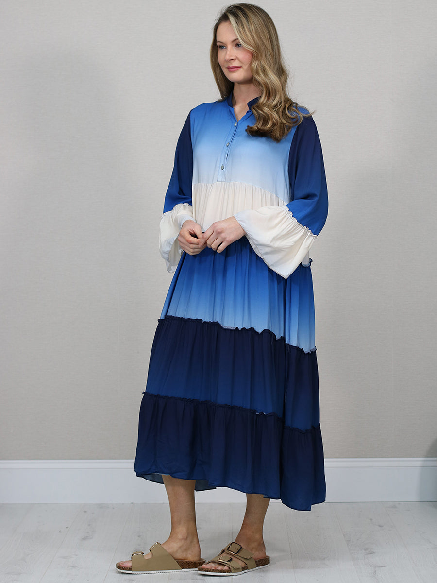 Italian Color Block Tired Maxi Dress