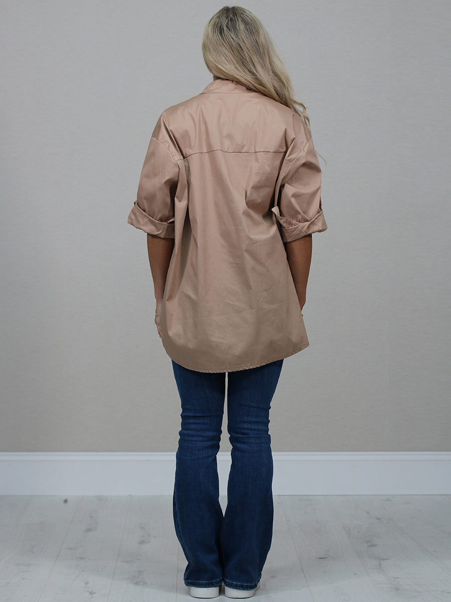 Plain Fancy Front Button Cotton Shirt