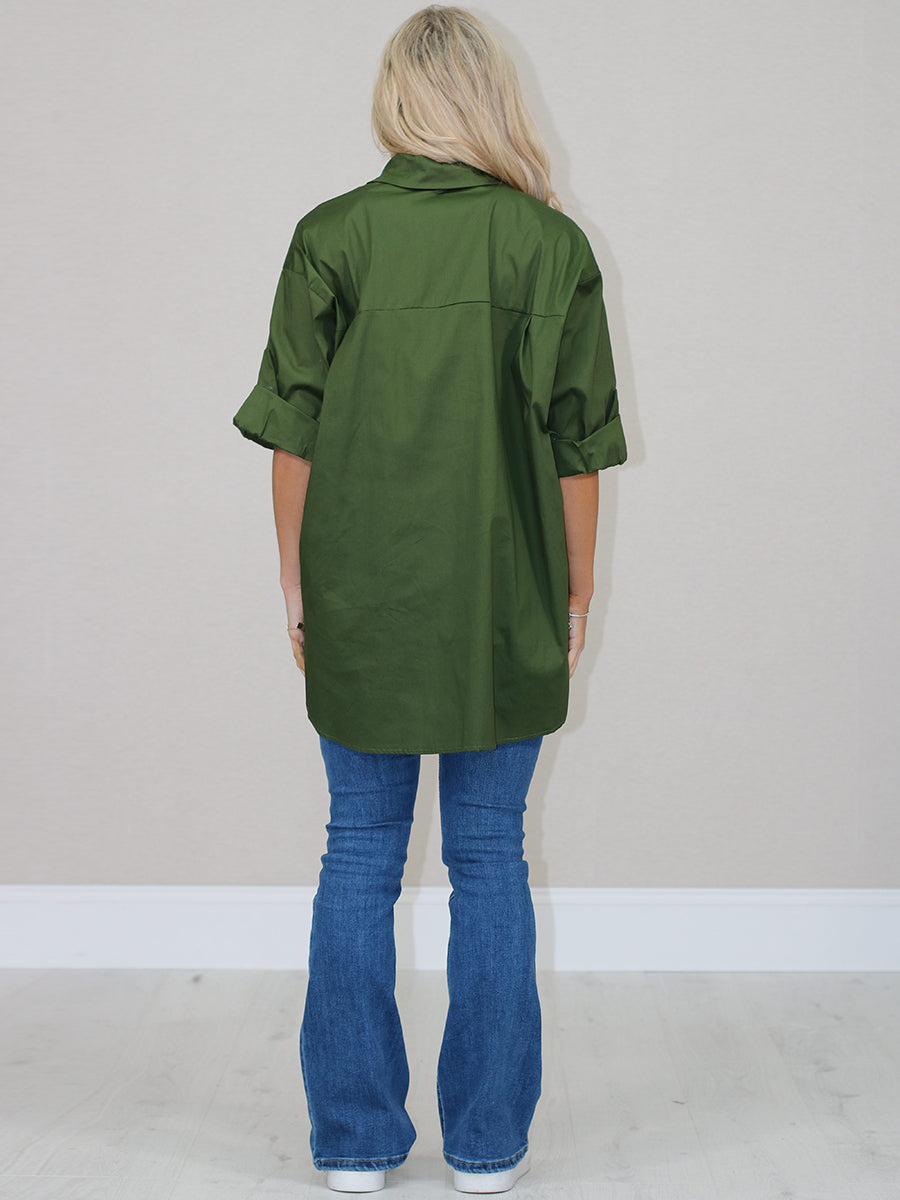 Plain Fancy Front Button Cotton Shirt