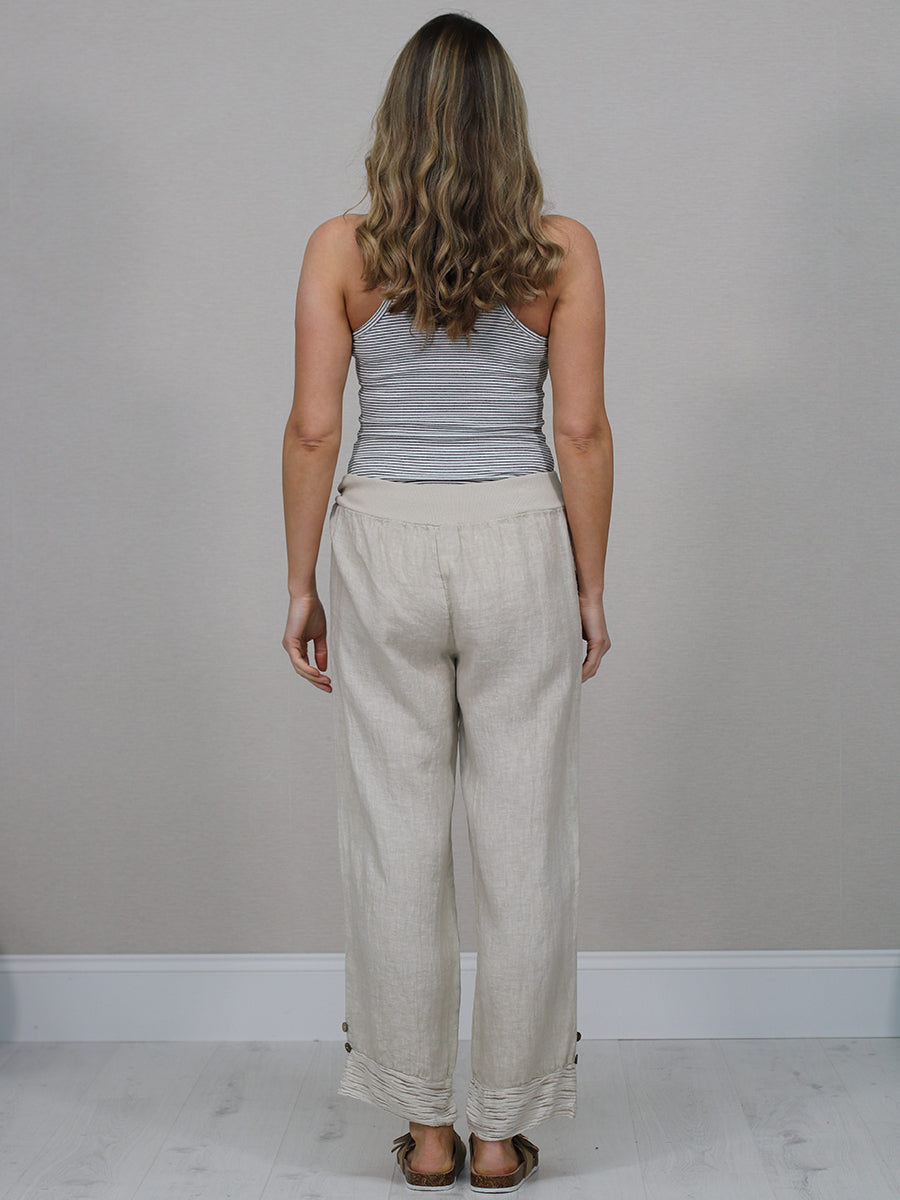 Italian Ruffle Panel Linen Pants