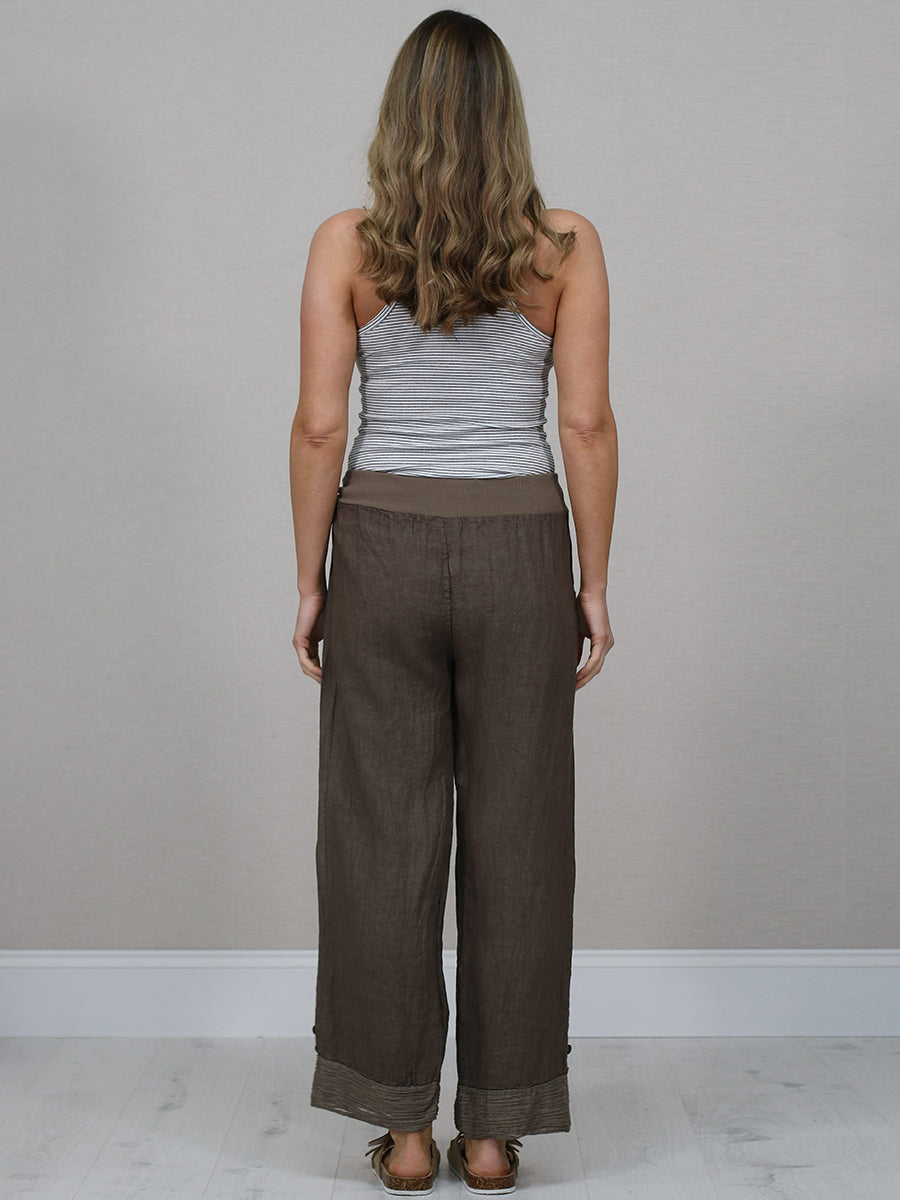 Italian Ruffle Panel Linen Pants