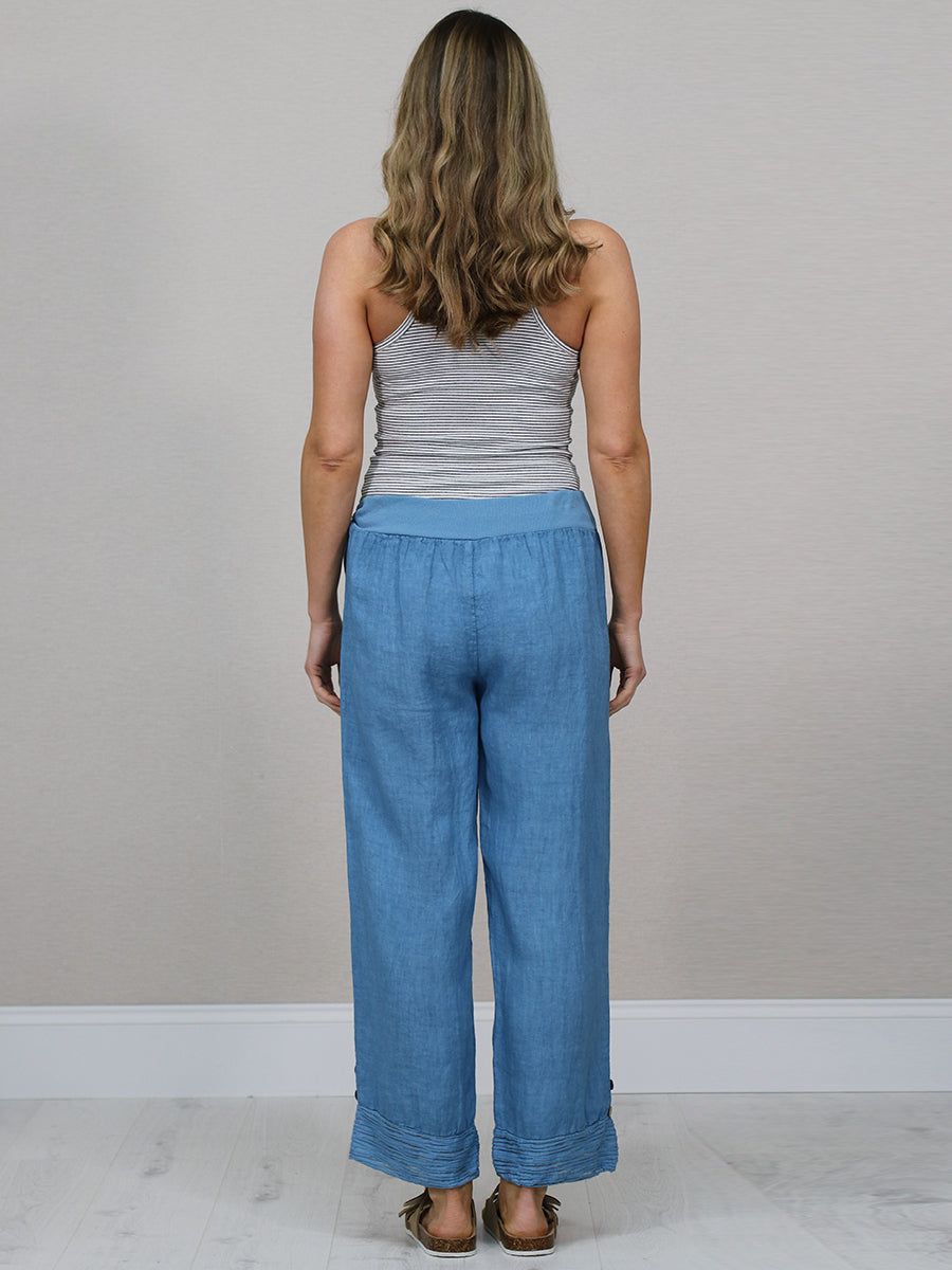 Italian Ruffle Panel Linen Pants
