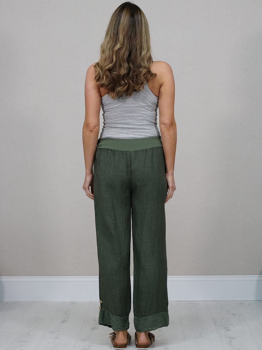 Italian Ruffle Panel Linen Pants