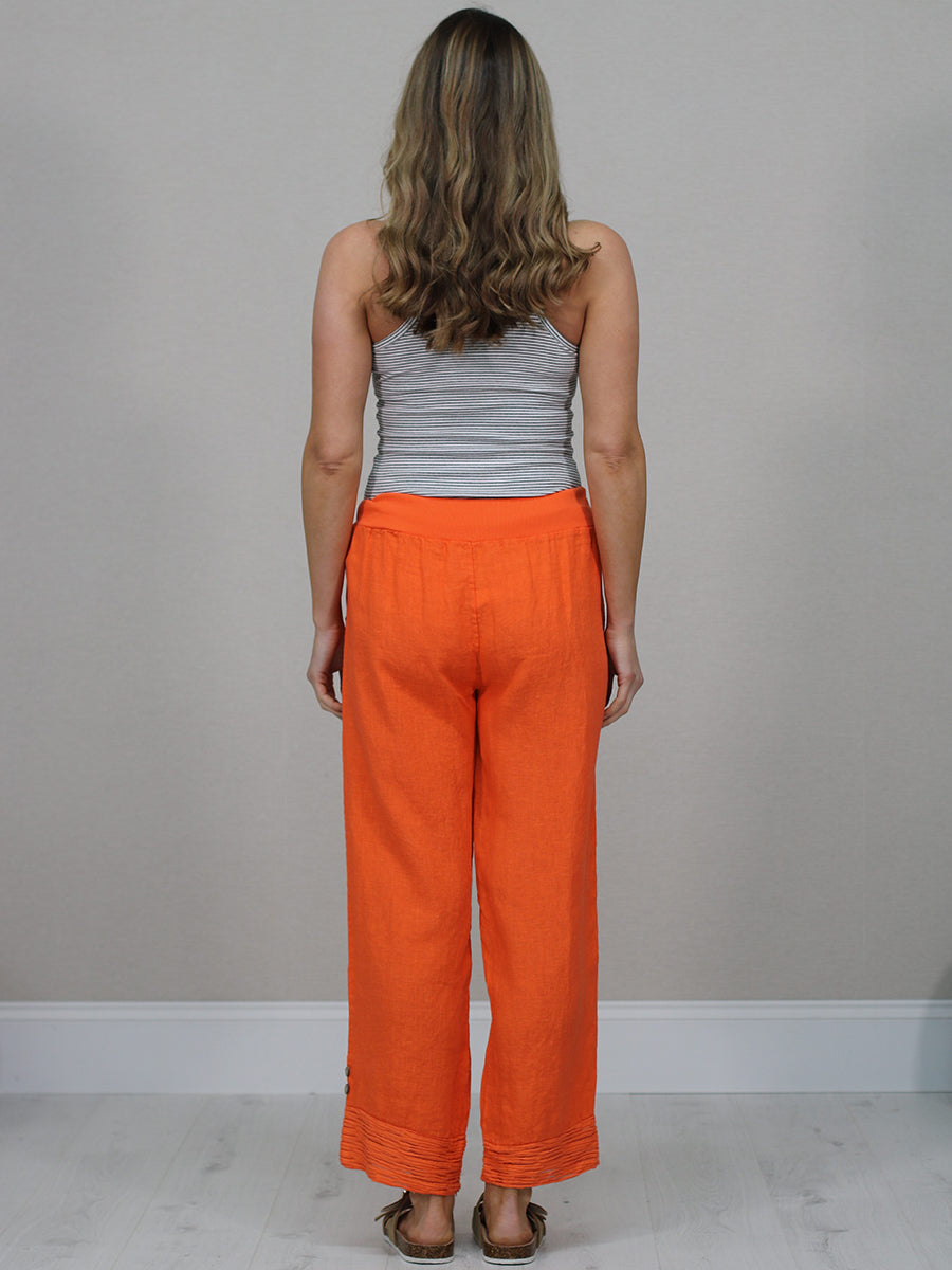 Italian Ruffle Panel Linen Pants