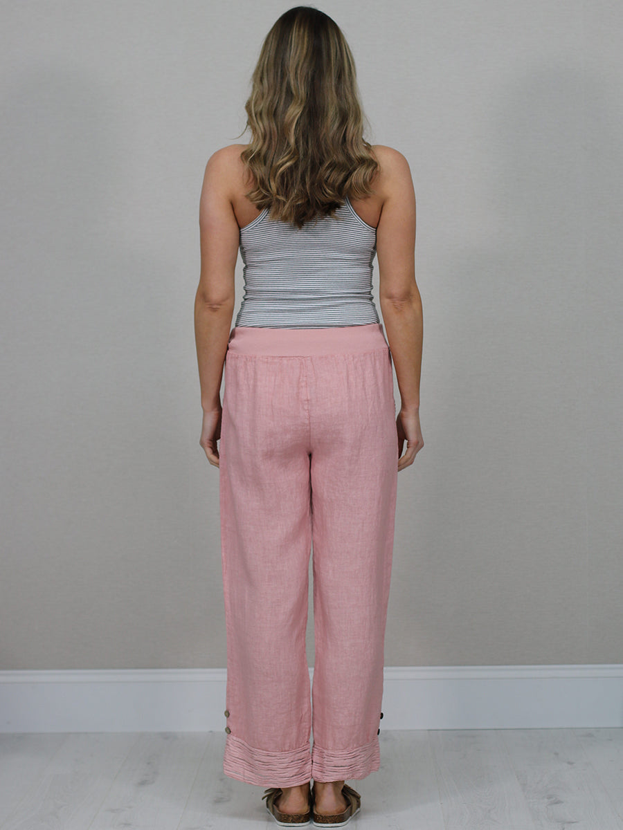 Italian Ruffle Panel Linen Pants