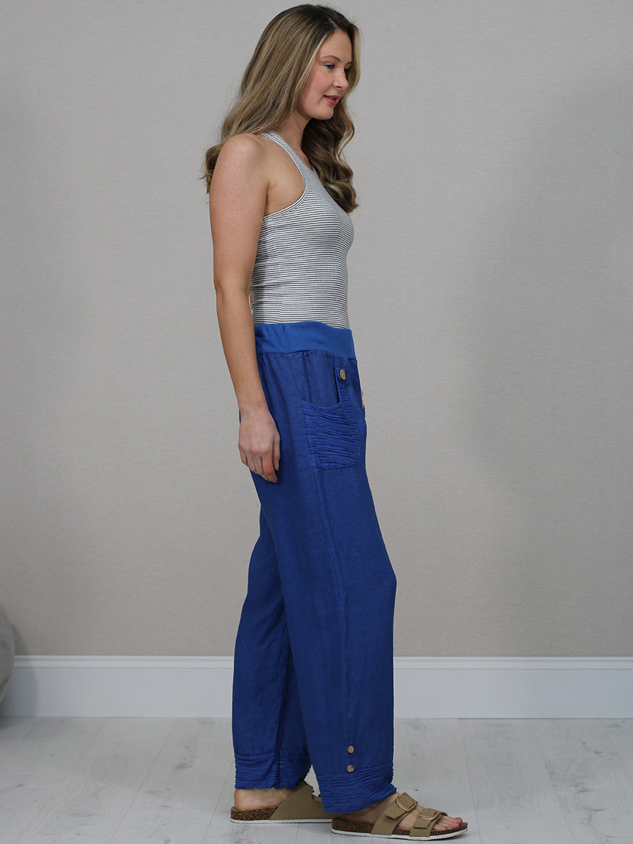 Italian Ruffle Panel Linen Pants