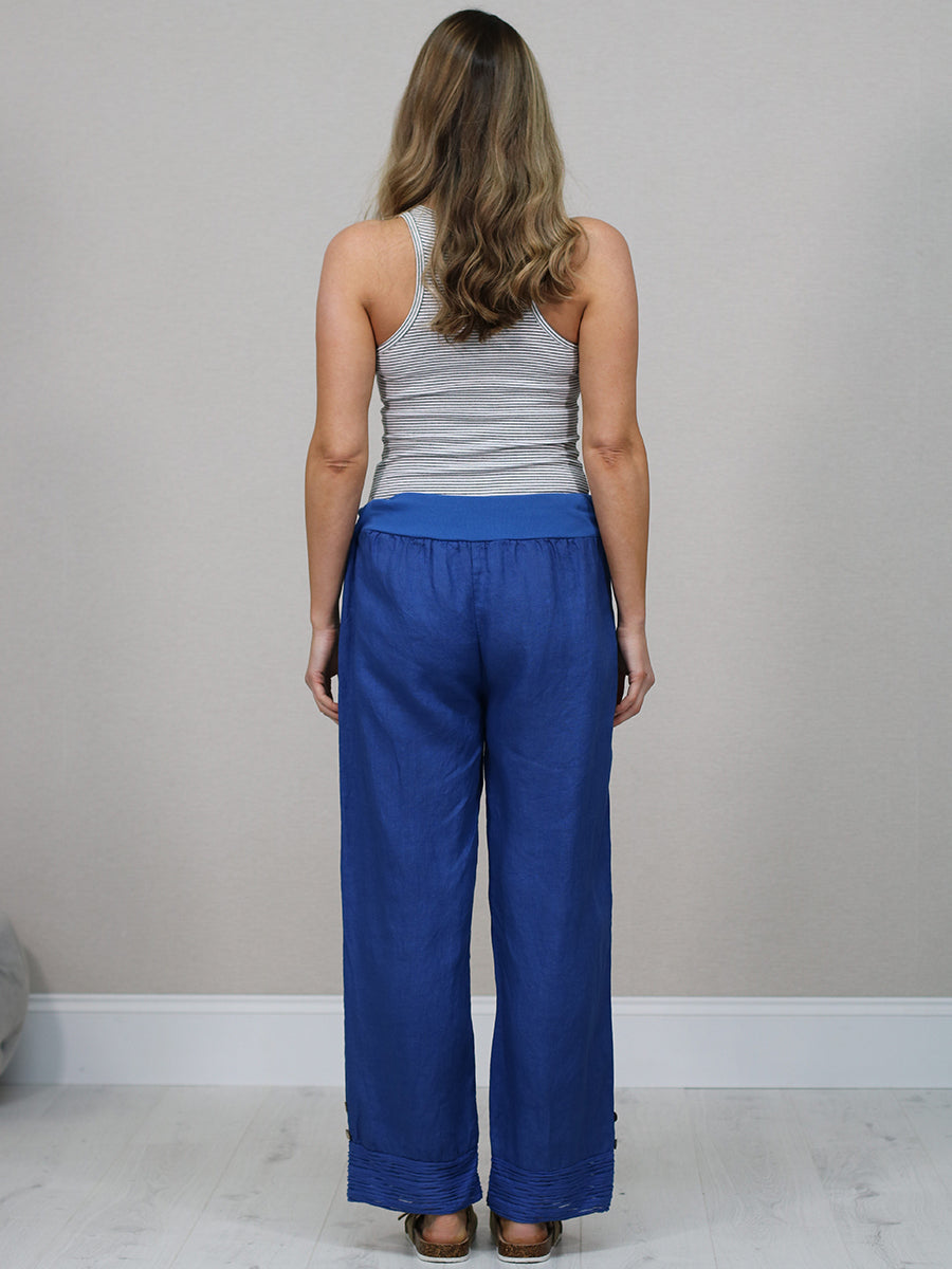Italian Ruffle Panel Linen Pants