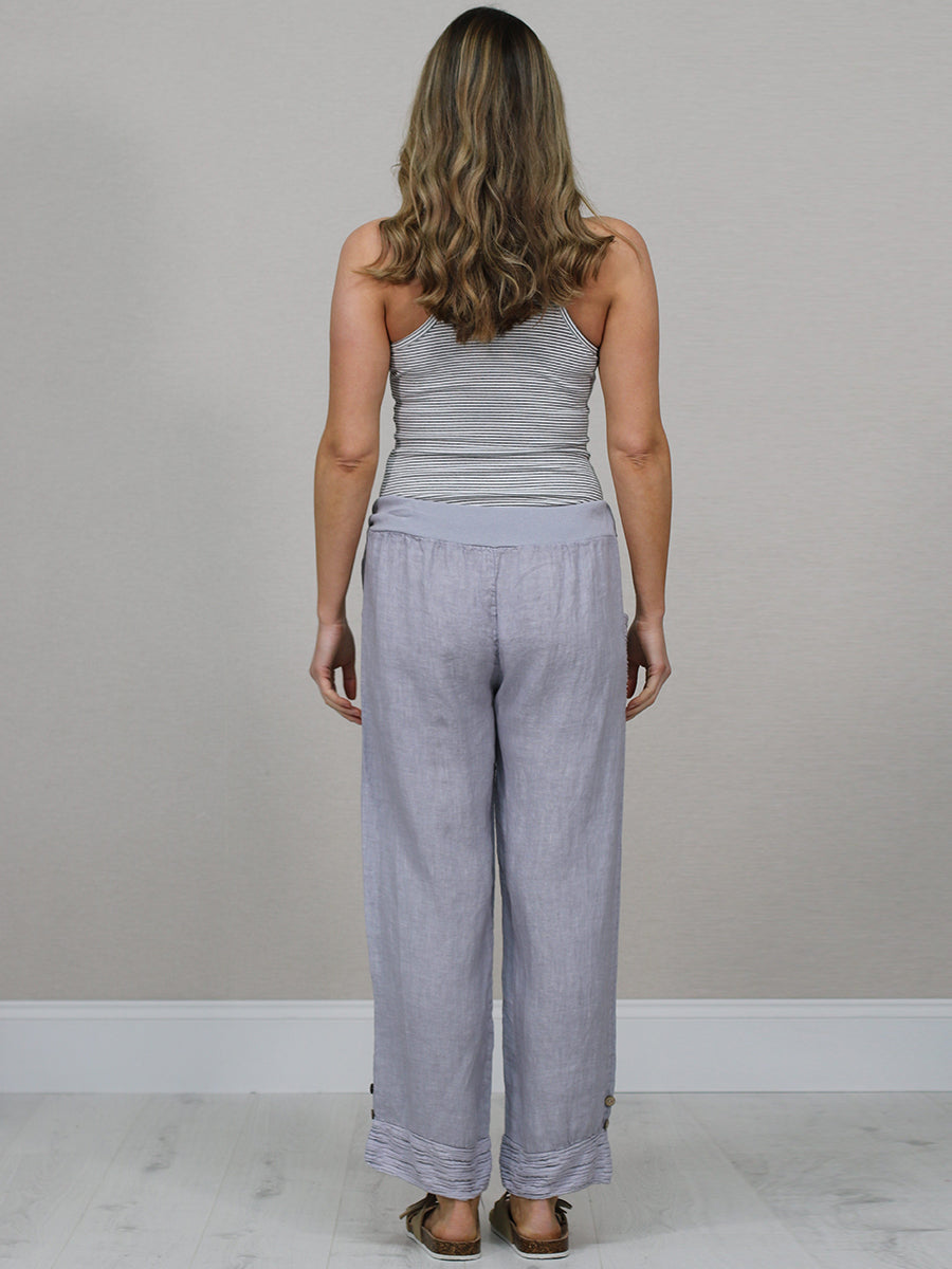 Italian Ruffle Panel Linen Pants