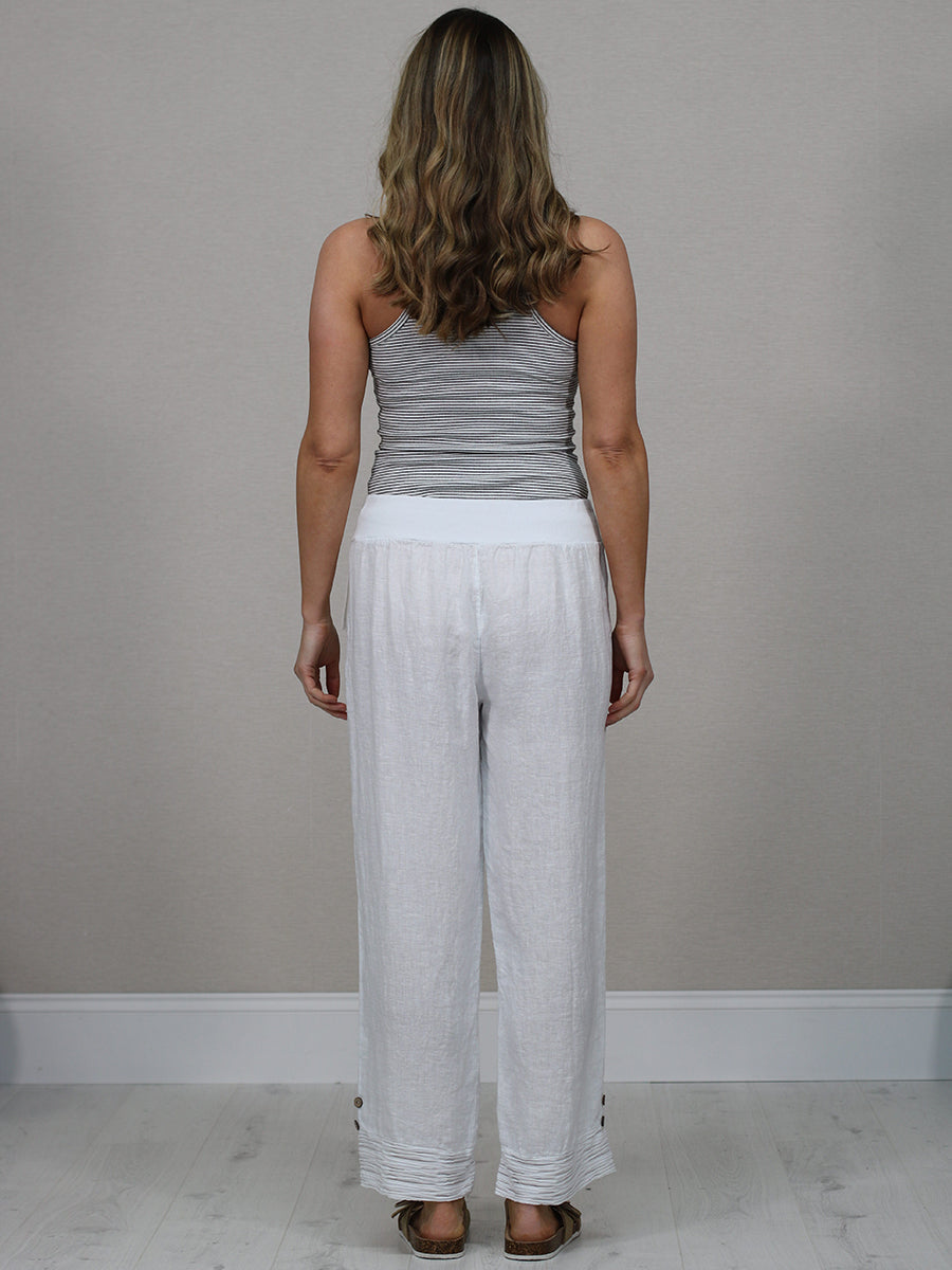 Italian Ruffle Panel Linen Pants