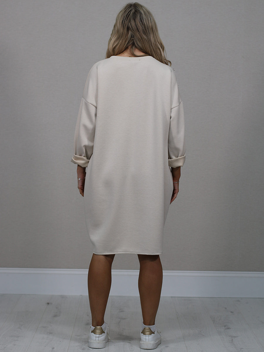 Plus Size Women Sequin Lagenlook Winter Dress