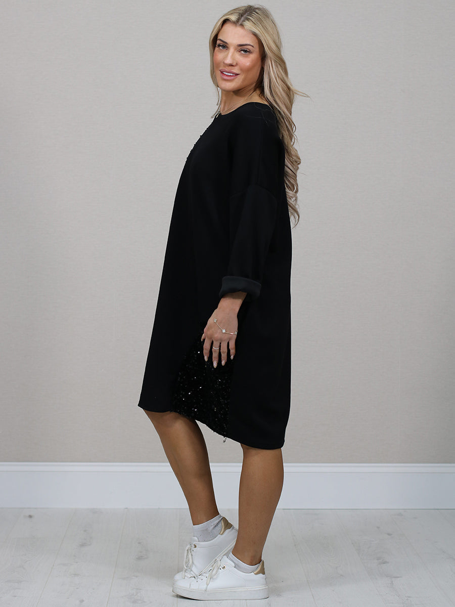 Plus Size Women Sequin Lagenlook Winter Dress