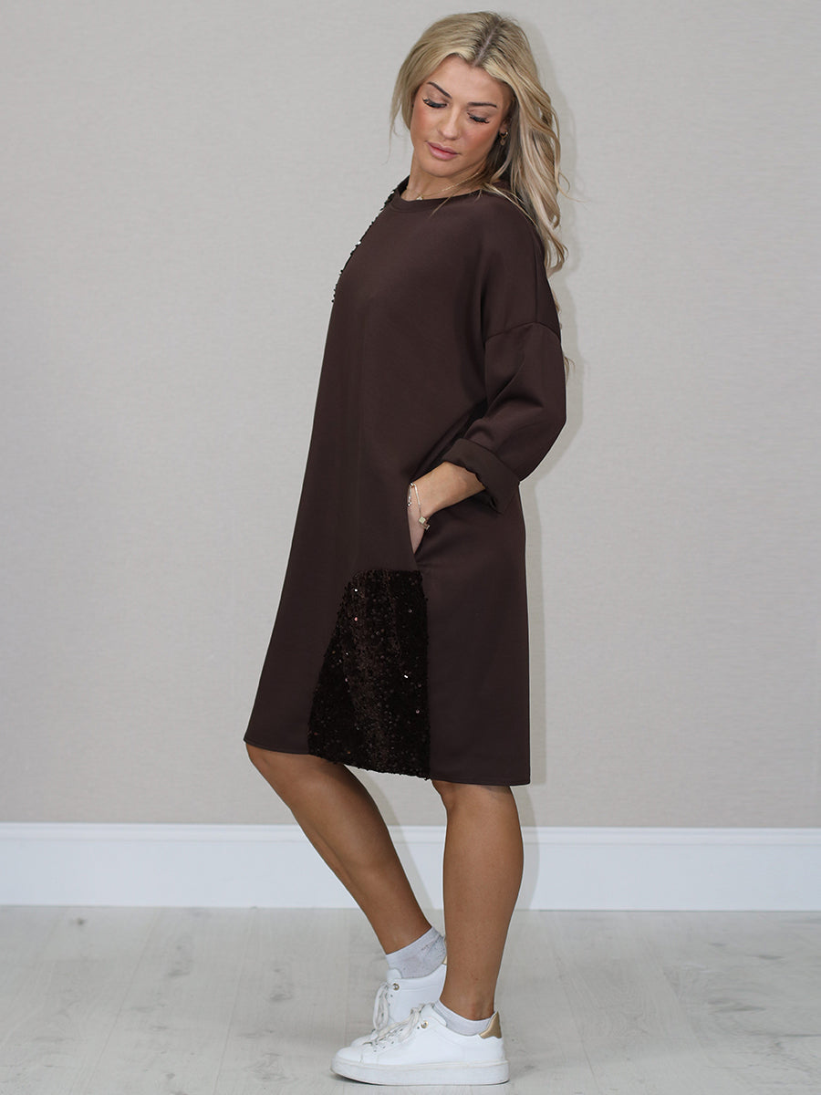 Plus Size Women Sequin Lagenlook Winter Dress