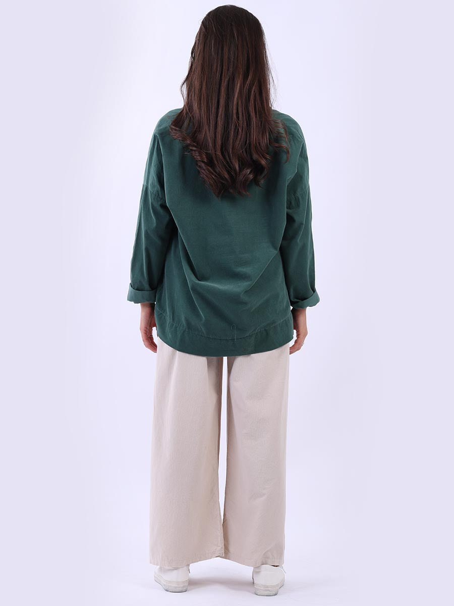 Italian Plain Cotton Collarless Baggy Top