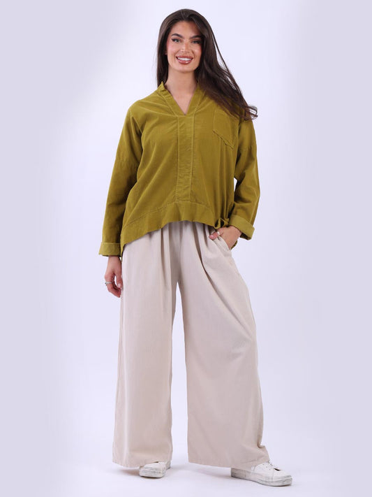 Italian Plain Cotton Collarless Baggy Top