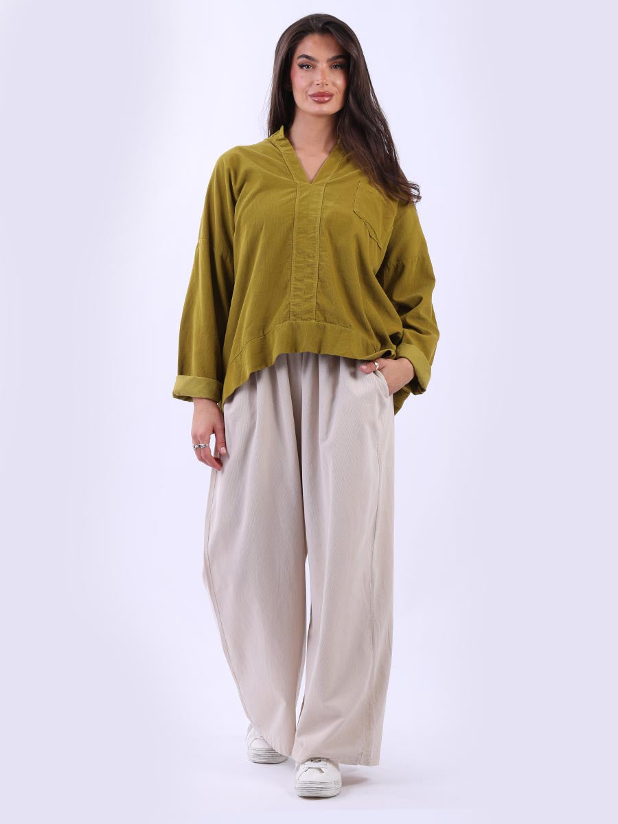 Italian Plain Cotton Collarless Baggy Top