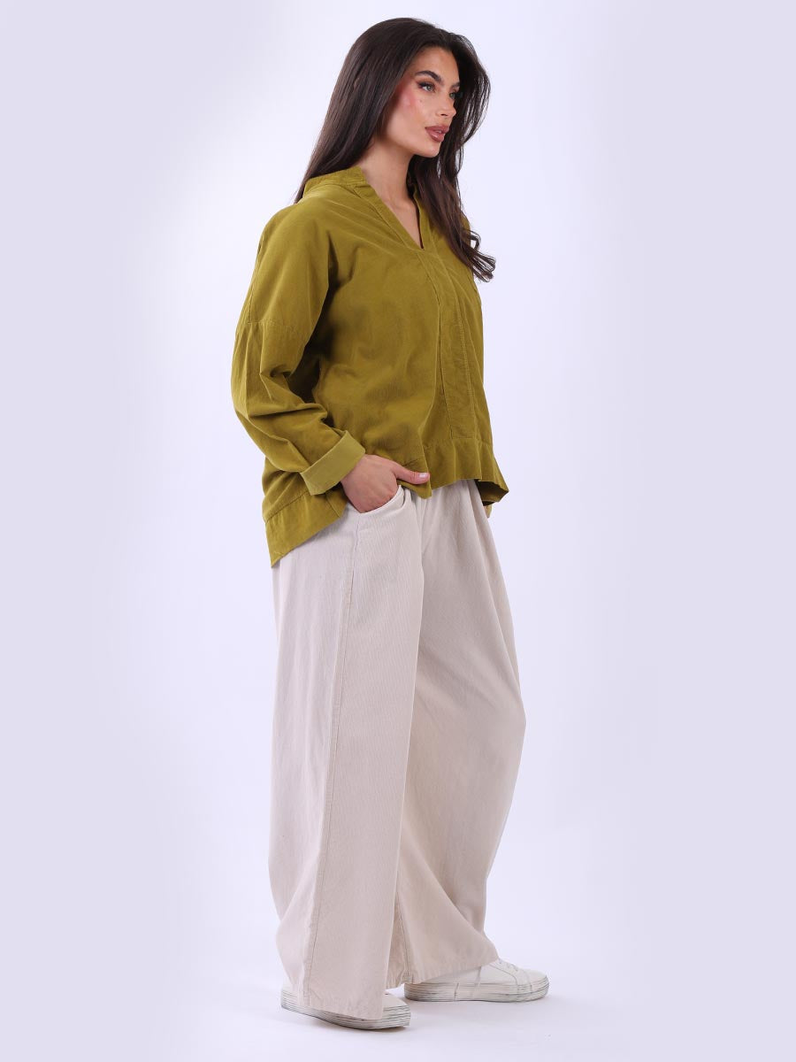 Italian Plain Cotton Collarless Baggy Top