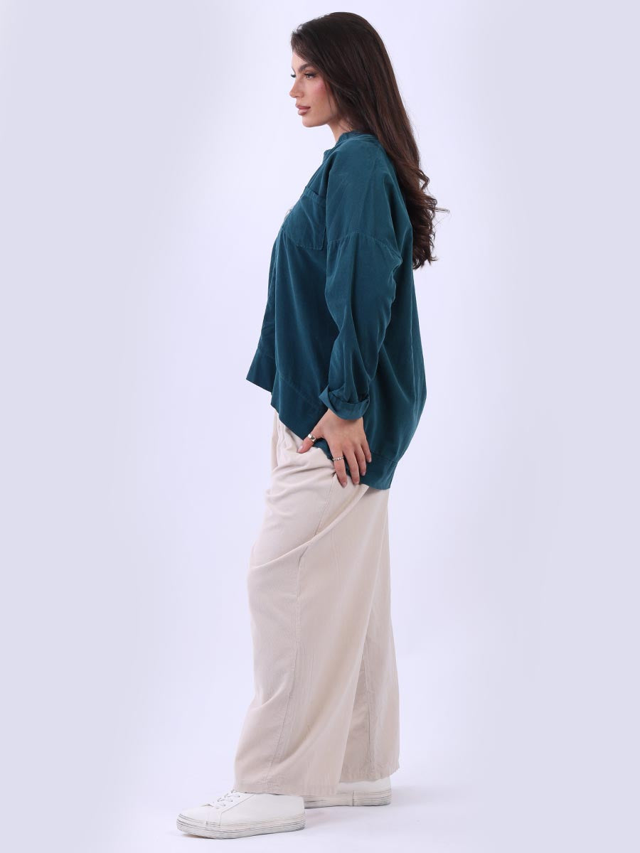 Italian Plain Cotton Collarless Baggy Top