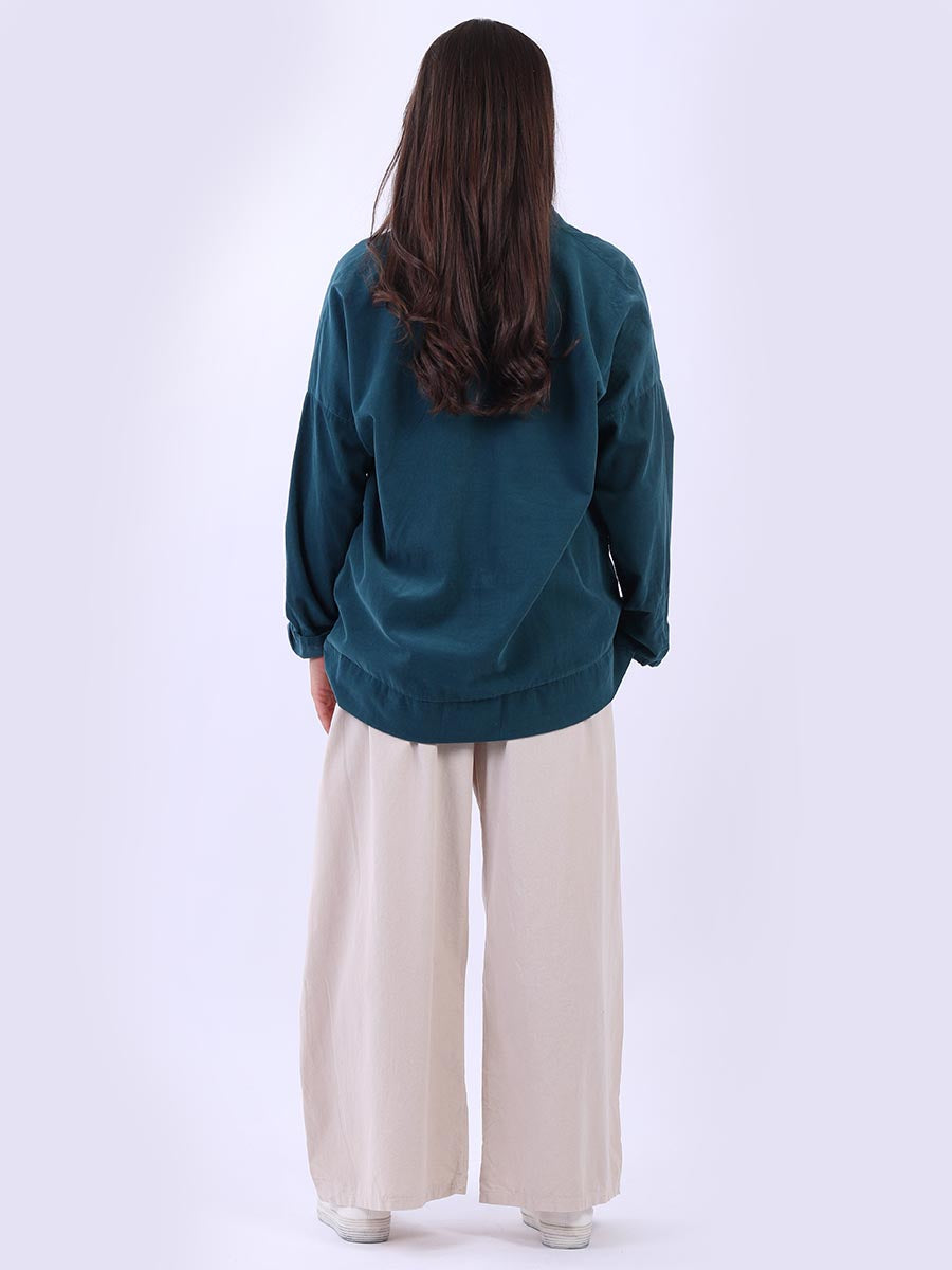 Italian Plain Cotton Collarless Baggy Top