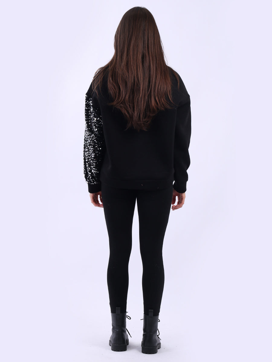 Sequin Combo Crop Boxy Sweatshirt