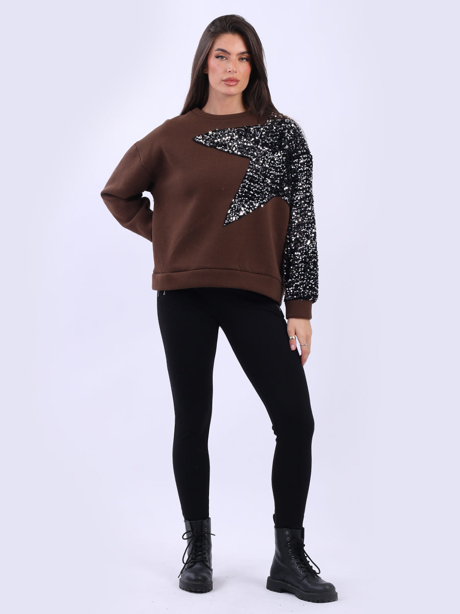 Sequin Combo Crop Boxy Sweatshirt