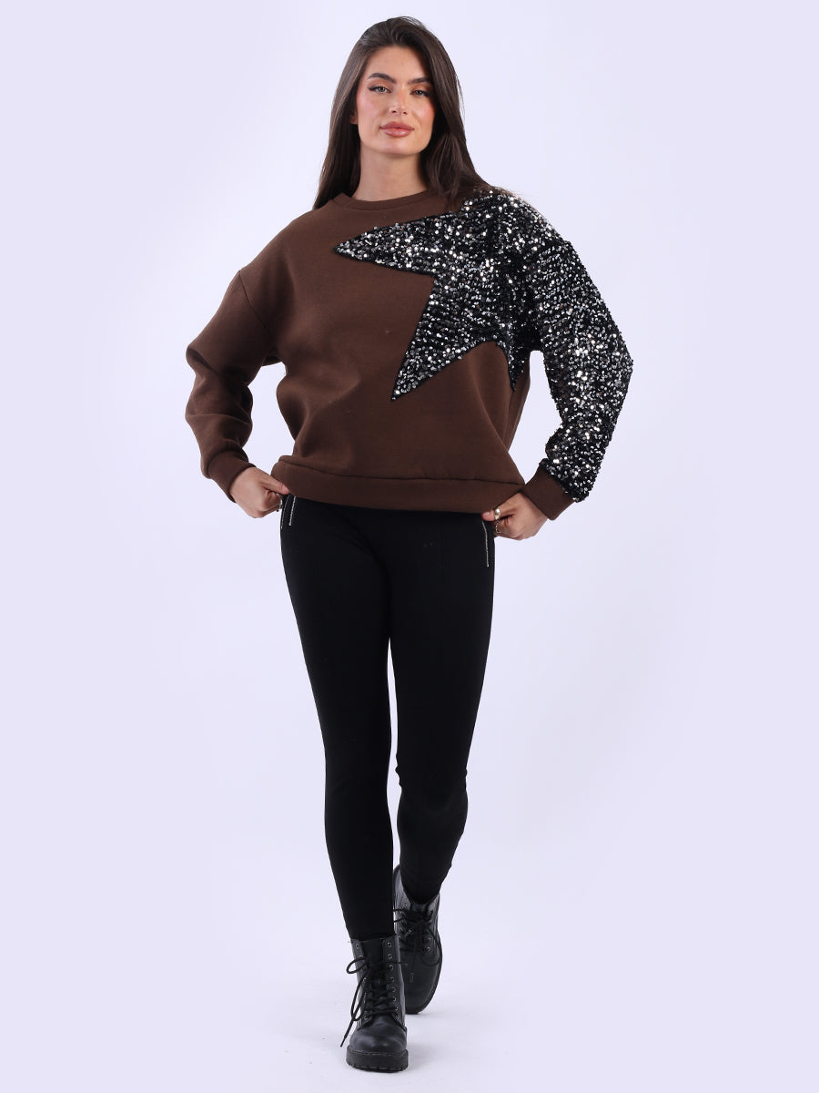 Sequin Combo Crop Boxy Sweatshirt