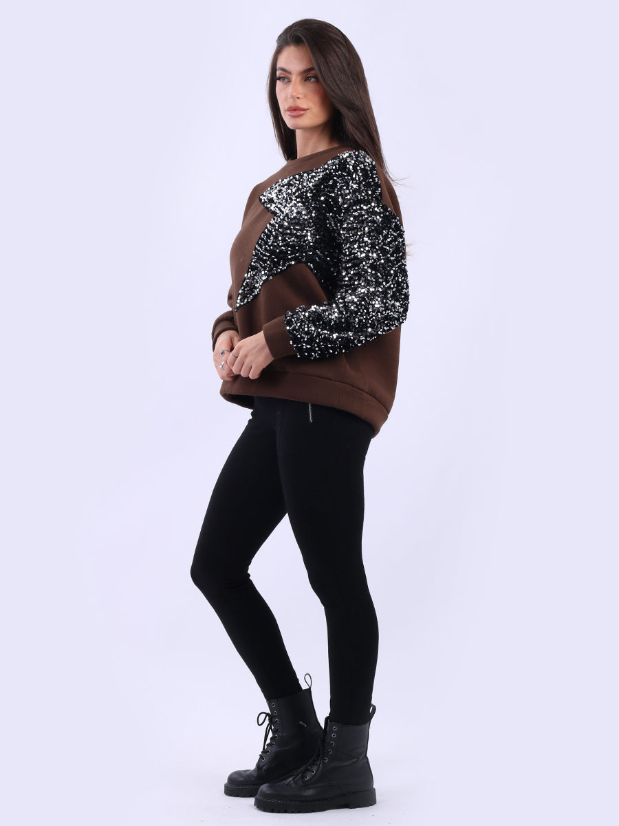 Sequin Combo Crop Boxy Sweatshirt