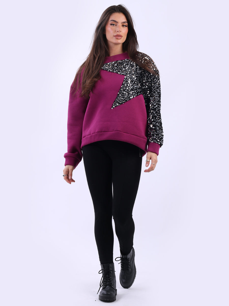 Sequin Combo Crop Boxy Sweatshirt