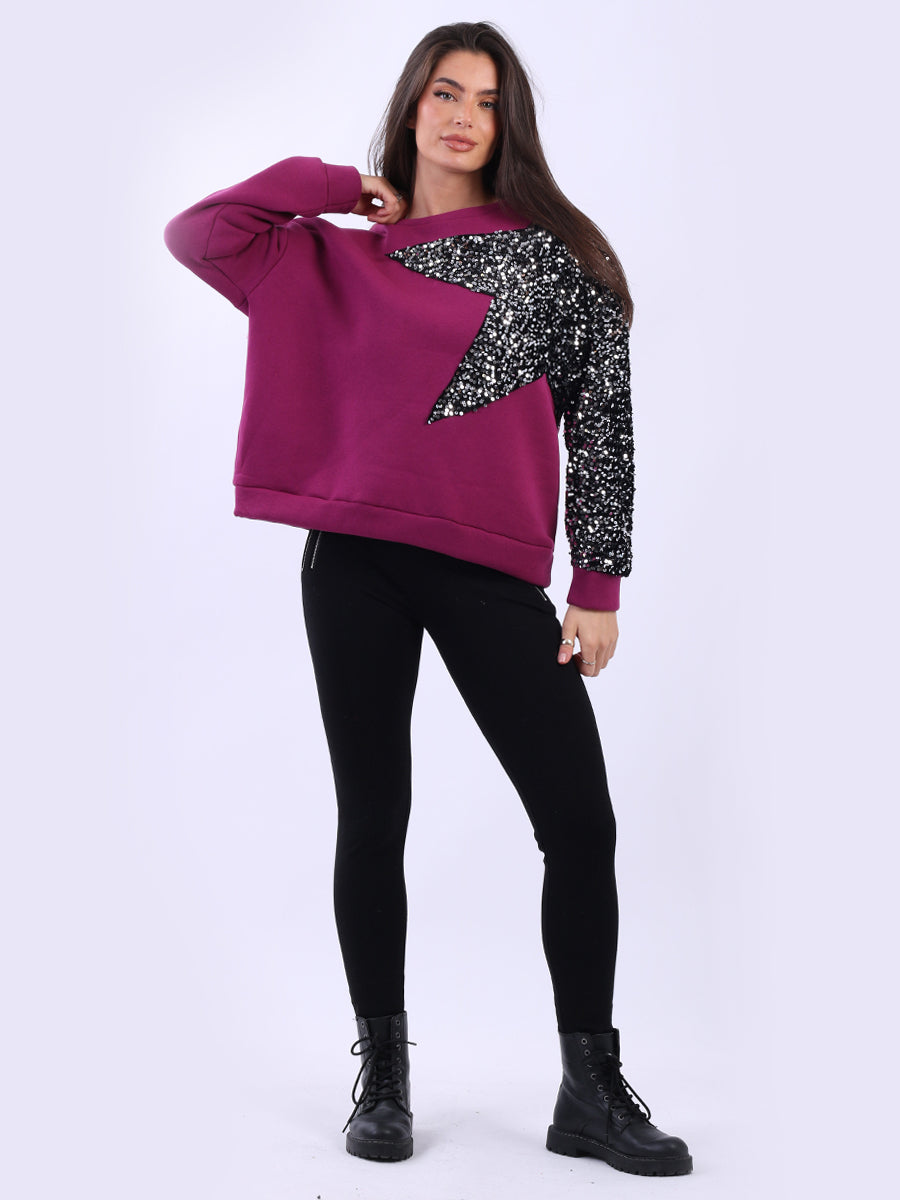 Sequin Combo Crop Boxy Sweatshirt