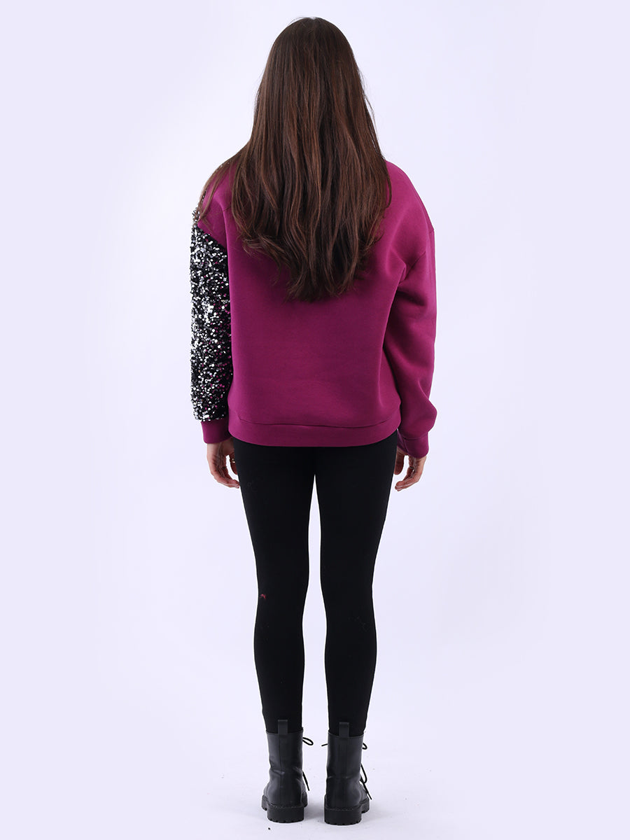 Sequin Combo Crop Boxy Sweatshirt