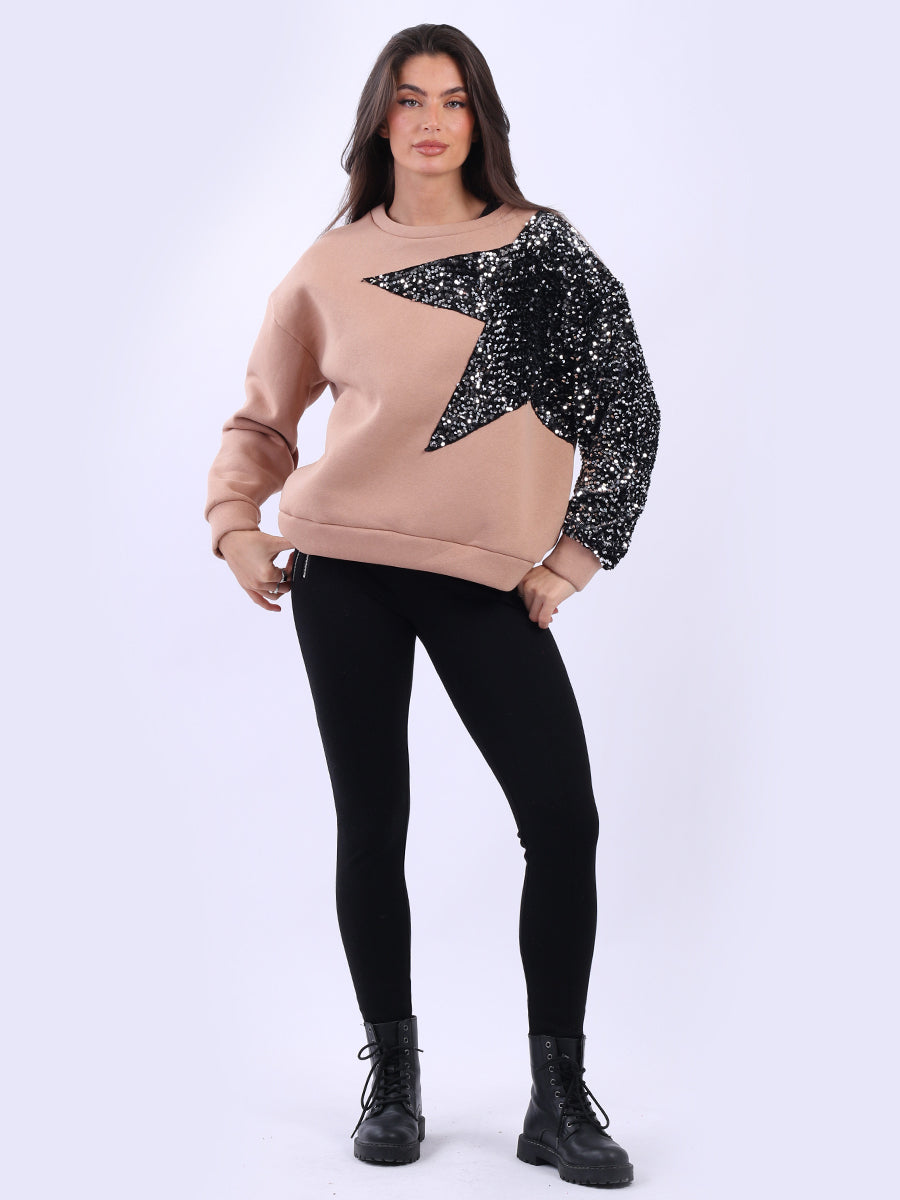 Sequin Combo Crop Boxy Sweatshirt