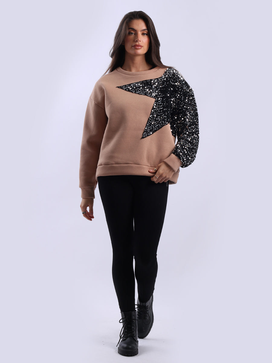 Sequin Combo Crop Boxy Sweatshirt