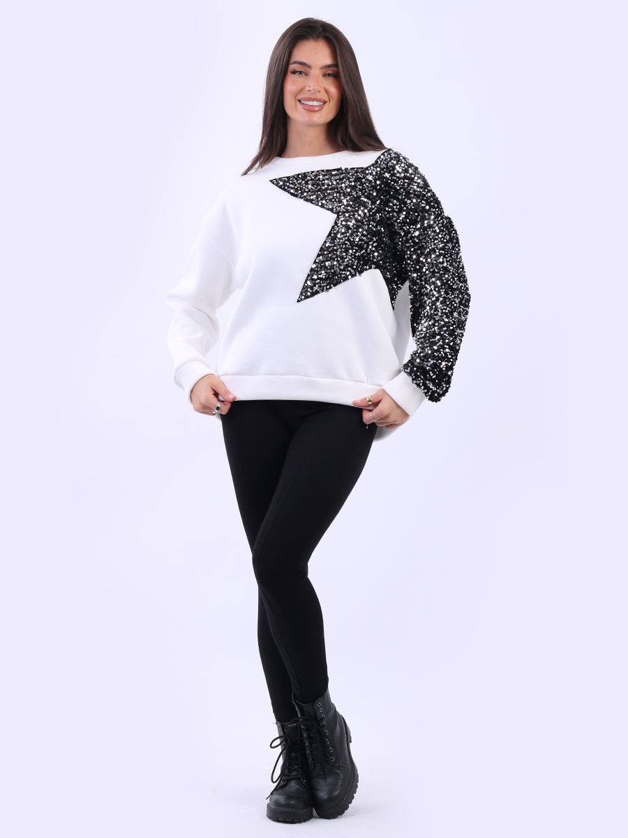 Sequin Combo Crop Boxy Sweatshirt