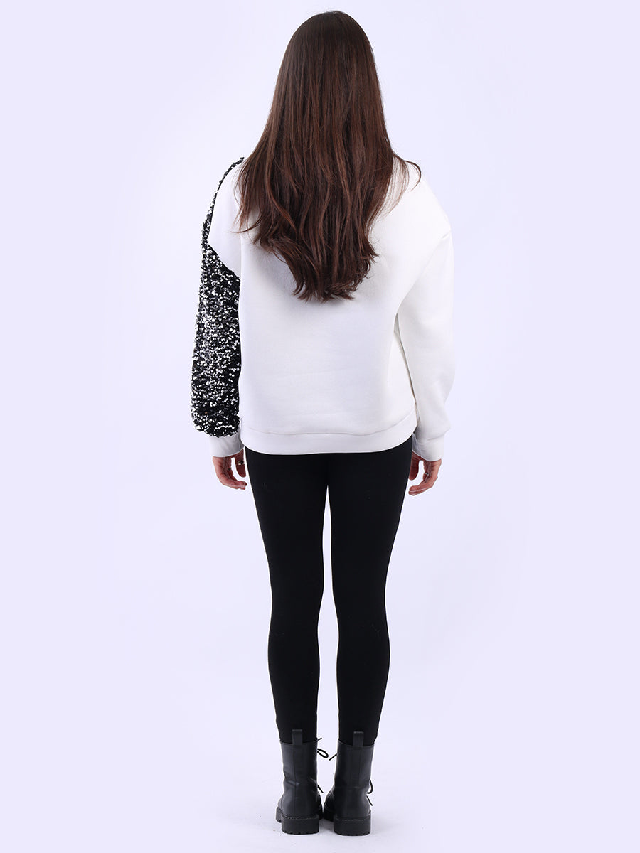 Sequin Combo Crop Boxy Sweatshirt