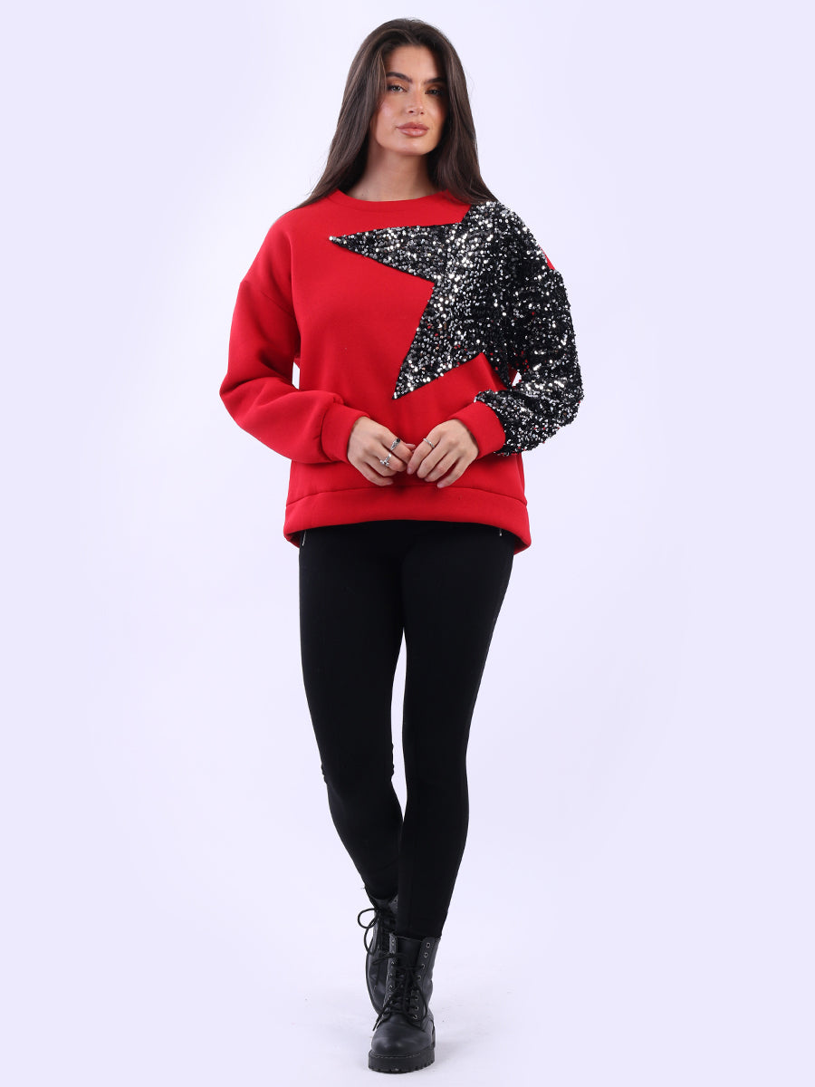 Sequin Combo Crop Boxy Sweatshirt