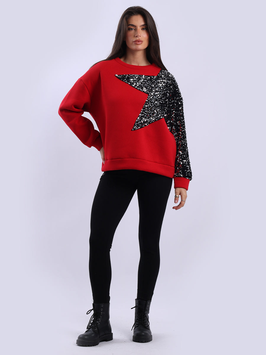 Sequin Combo Crop Boxy Sweatshirt