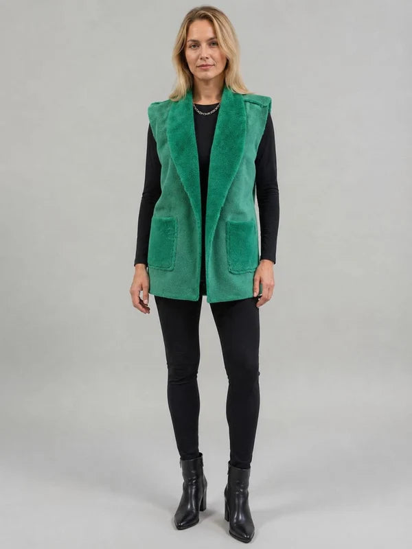 Faux Fur Cropped Gilet Gucci Green