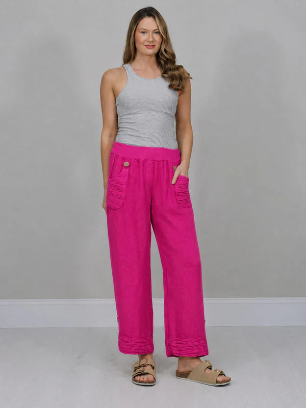 Italian Ruffle Panel Linen Pants