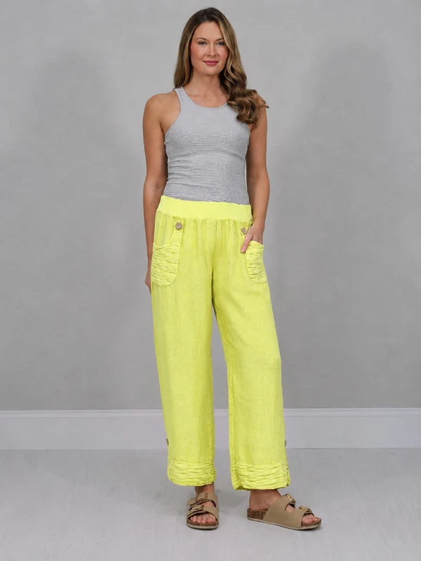 Italian Ruffle Panel Linen Pants