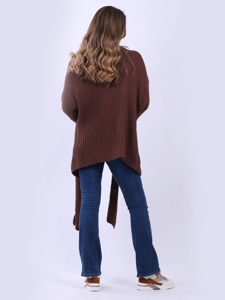 Chunky Cable Knit Asymmetrical Cardigan